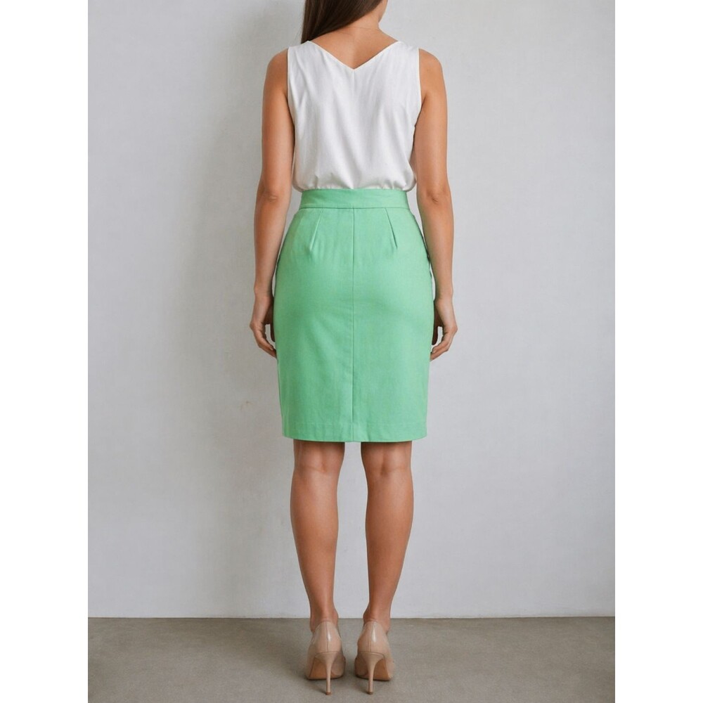 Vintage  Escada Margaretha Ley Green Women’s  Pencil Skirt  EU 36 US 4  Cotton - Picture 11 of 11